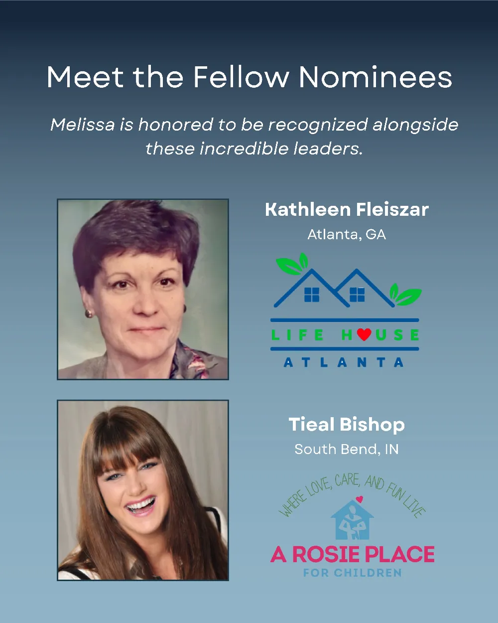 Fellow People's Choice Award nominees Kathleen Fleiszar and Tieal Bishop